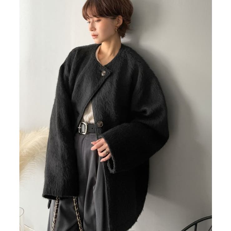 リラックス感漂うゆったり大人シルエット。ムードをまとう。ミックスシャギーミドルコ… | Classical Elf  | 詳細画像5 