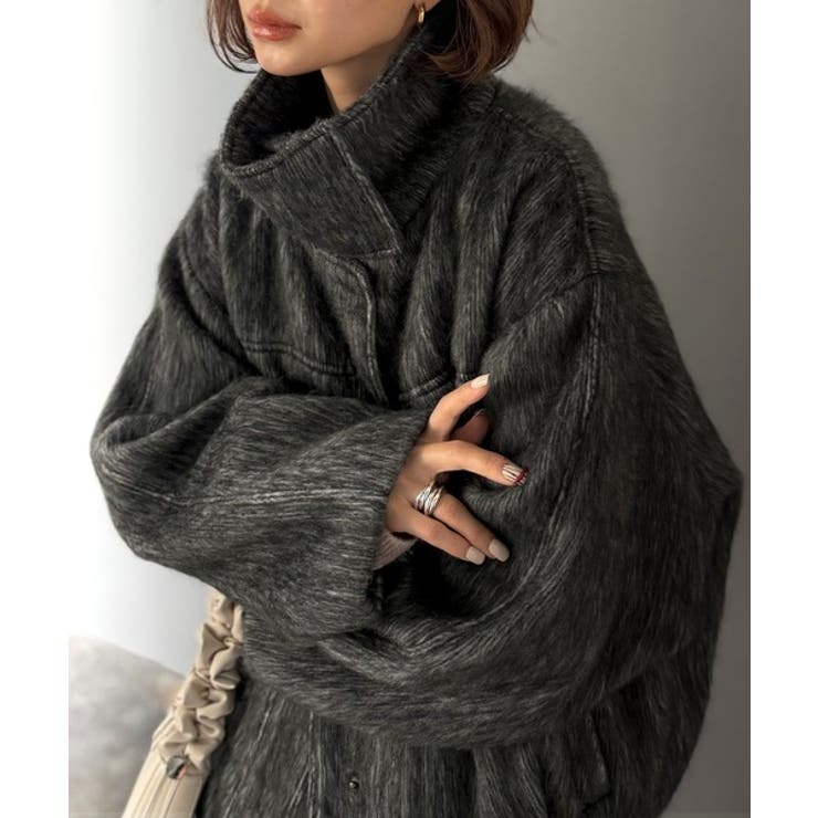 暖かさとおしゃれを両立♪ミックスシャギースタンドカラー比翼ミドルコート | Classical Elf  | 詳細画像7 