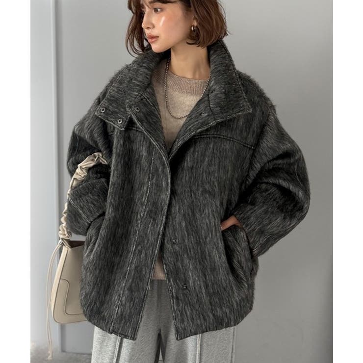 暖かさとおしゃれを両立♪ミックスシャギースタンドカラー比翼ミドルコート | Classical Elf  | 詳細画像9 