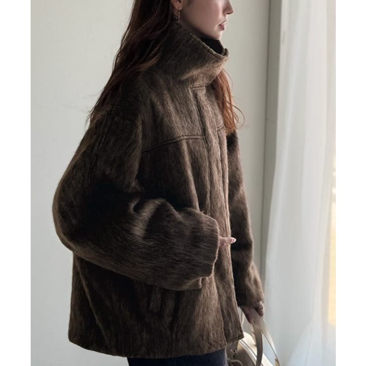 暖かさとおしゃれを両立♪ミックスシャギースタンドカラー比翼ミドルコート | Classical Elf  | 詳細画像16 