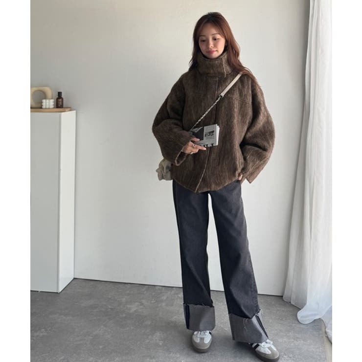 暖かさとおしゃれを両立♪ミックスシャギースタンドカラー比翼ミドルコート | Classical Elf  | 詳細画像19 