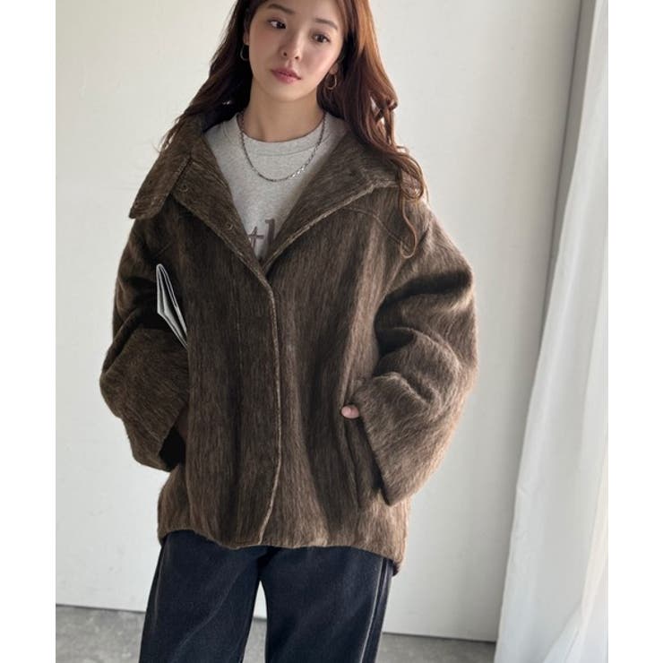 暖かさとおしゃれを両立♪ミックスシャギースタンドカラー比翼ミドルコート | Classical Elf  | 詳細画像21 