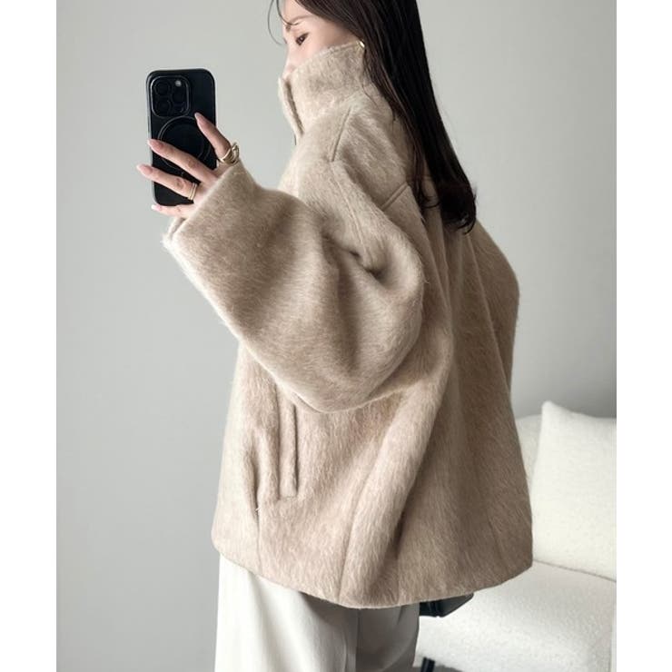 暖かさとおしゃれを両立♪ミックスシャギースタンドカラー比翼ミドルコート | Classical Elf  | 詳細画像25 