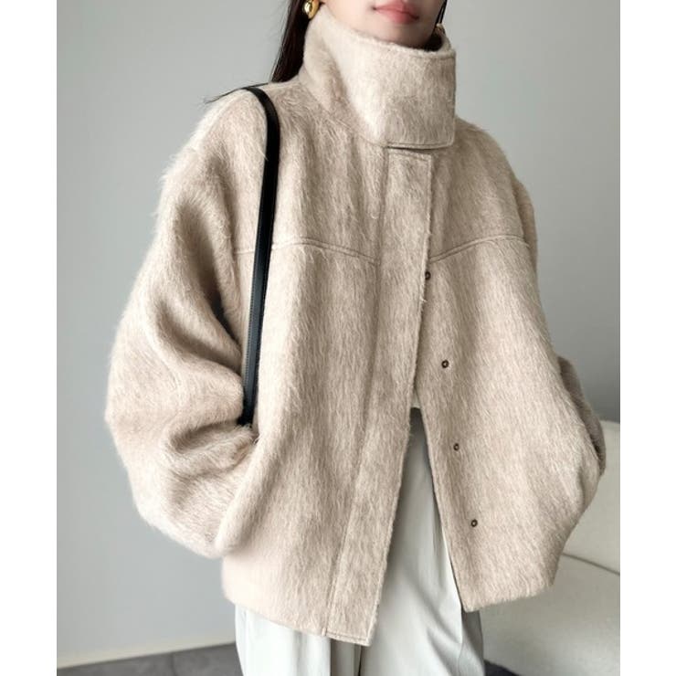 暖かさとおしゃれを両立♪ミックスシャギースタンドカラー比翼ミドルコート | Classical Elf  | 詳細画像26 