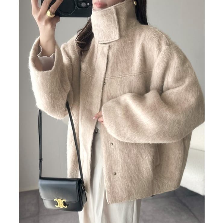 暖かさとおしゃれを両立♪ミックスシャギースタンドカラー比翼ミドルコート | Classical Elf  | 詳細画像27 