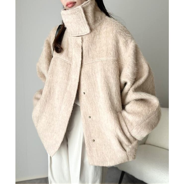 暖かさとおしゃれを両立♪ミックスシャギースタンドカラー比翼ミドルコート | Classical Elf  | 詳細画像30 