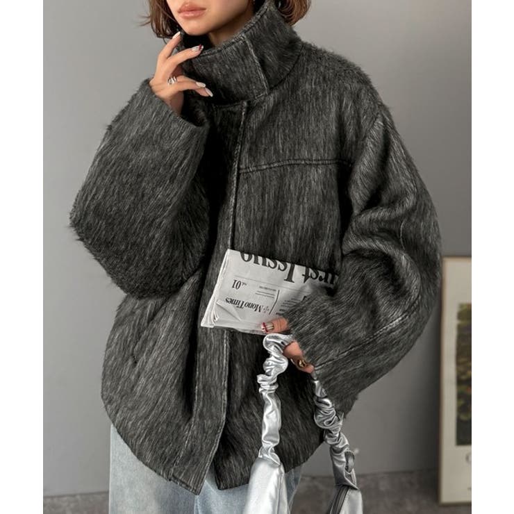 暖かさとおしゃれを両立♪ミックスシャギースタンドカラー比翼ミドルコート | Classical Elf  | 詳細画像1 