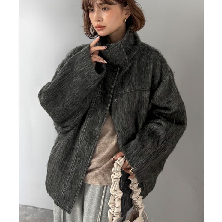 暖かさとおしゃれを両立♪ミックスシャギースタンドカラー比翼ミドルコート | Classical Elf  | 詳細画像4 