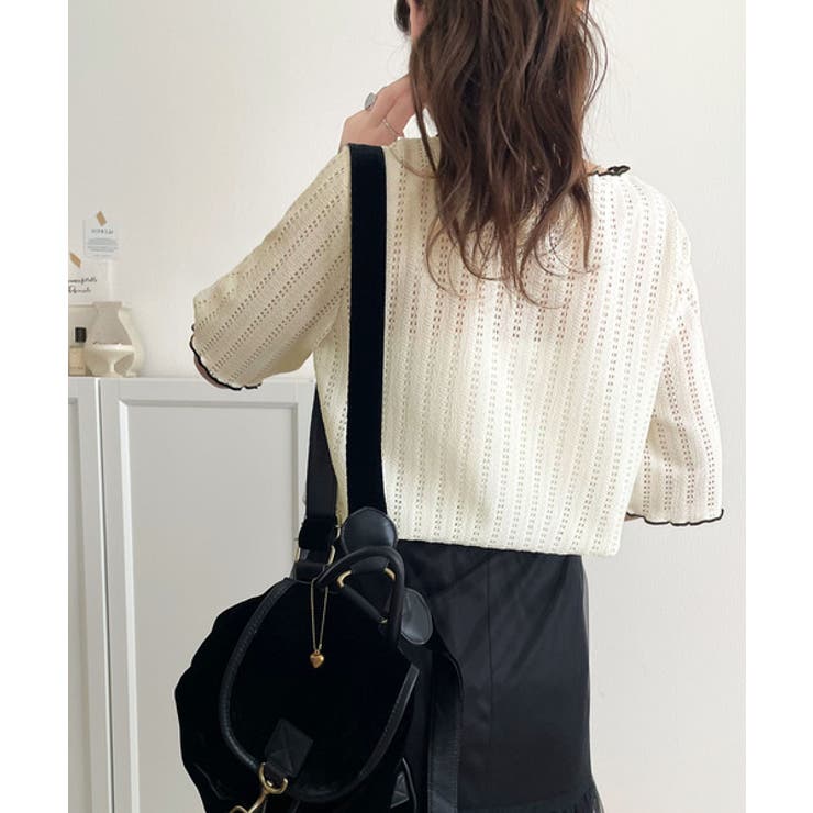 肌見せしすぎず、ほんのり色っぽ。透かし編みメロウトップスカットソー（半袖） | Classical Elf  | 詳細画像8 