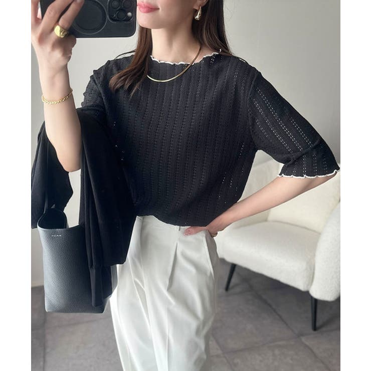 肌見せしすぎず、ほんのり色っぽ。透かし編みメロウトップスカットソー（半袖） | Classical Elf  | 詳細画像10 