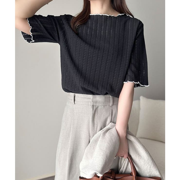 肌見せしすぎず、ほんのり色っぽ。透かし編みメロウトップスカットソー（半袖） | Classical Elf  | 詳細画像11 