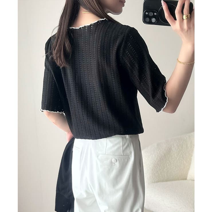 肌見せしすぎず、ほんのり色っぽ。透かし編みメロウトップスカットソー（半袖） | Classical Elf  | 詳細画像12 