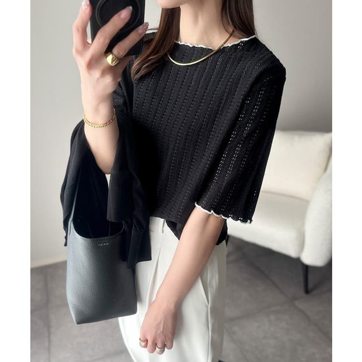 肌見せしすぎず、ほんのり色っぽ。透かし編みメロウトップスカットソー（半袖） | Classical Elf  | 詳細画像17 