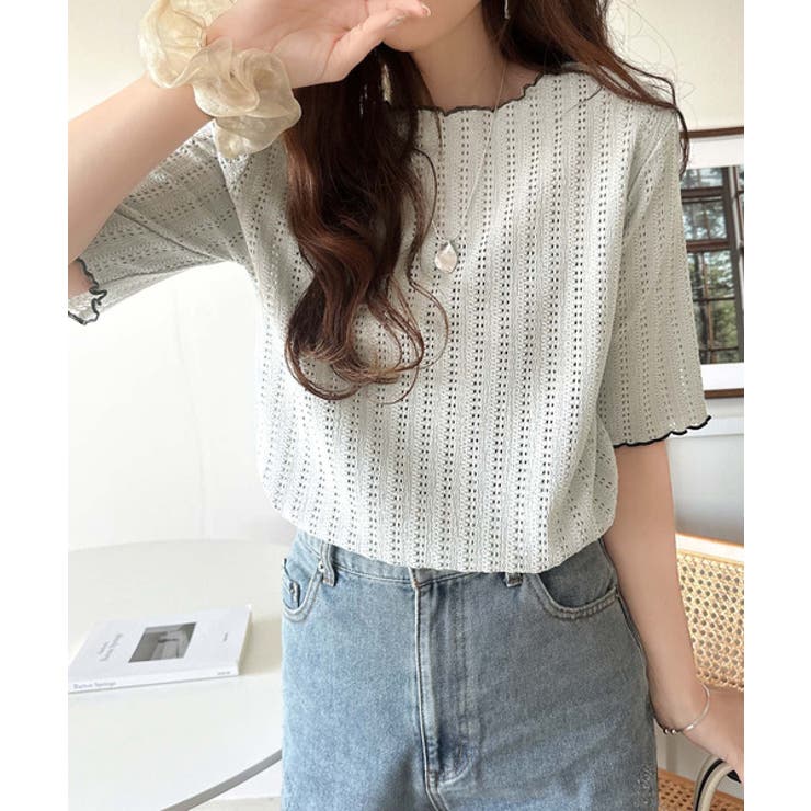 肌見せしすぎず、ほんのり色っぽ。透かし編みメロウトップスカットソー（半袖） | Classical Elf  | 詳細画像20 