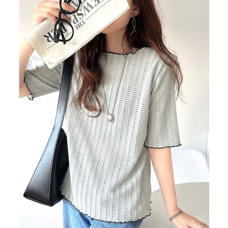 肌見せしすぎず、ほんのり色っぽ。透かし編みメロウトップスカットソー（半袖） | Classical Elf  | 詳細画像21 