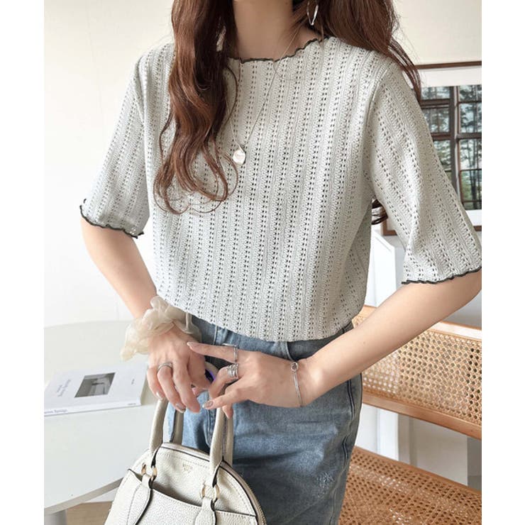 肌見せしすぎず、ほんのり色っぽ。透かし編みメロウトップスカットソー（半袖） | Classical Elf  | 詳細画像22 
