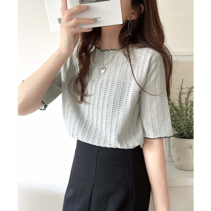 肌見せしすぎず、ほんのり色っぽ。透かし編みメロウトップスカットソー（半袖） | Classical Elf  | 詳細画像24 