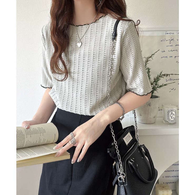 肌見せしすぎず、ほんのり色っぽ。透かし編みメロウトップスカットソー（半袖） | Classical Elf  | 詳細画像27 