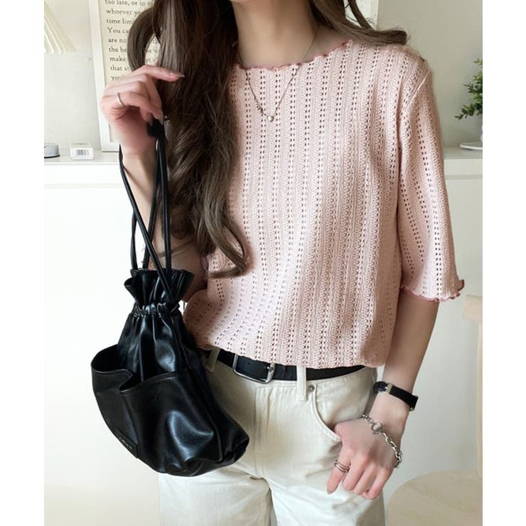 肌見せしすぎず、ほんのり色っぽ。透かし編みメロウトップスカットソー（半袖） | Classical Elf  | 詳細画像28 