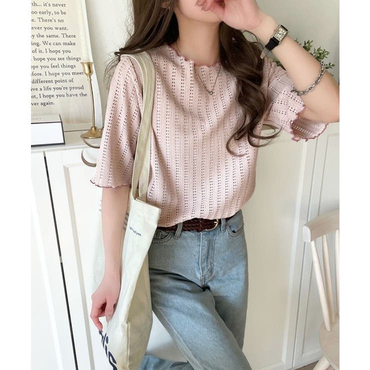 肌見せしすぎず、ほんのり色っぽ。透かし編みメロウトップスカットソー（半袖） | Classical Elf  | 詳細画像30 