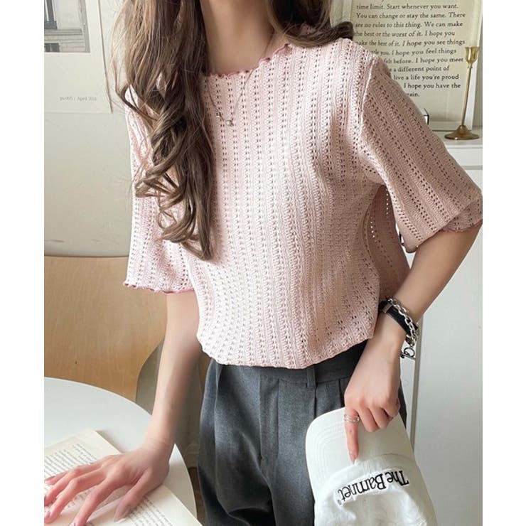 肌見せしすぎず、ほんのり色っぽ。透かし編みメロウトップスカットソー（半袖） | Classical Elf  | 詳細画像31 