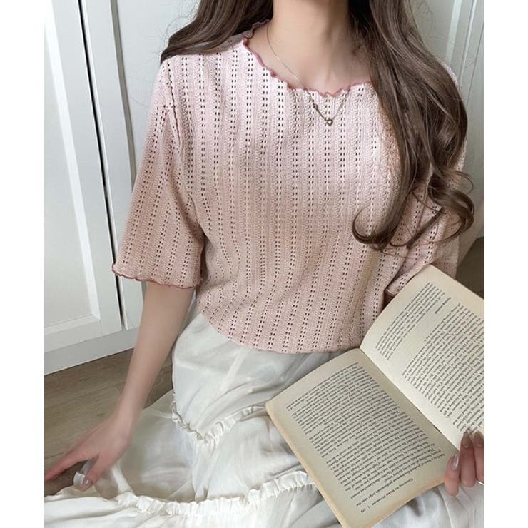 肌見せしすぎず、ほんのり色っぽ。透かし編みメロウトップスカットソー（半袖） | Classical Elf  | 詳細画像33 