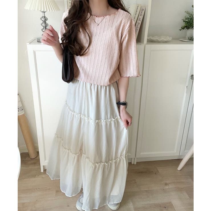 肌見せしすぎず、ほんのり色っぽ。透かし編みメロウトップスカットソー（半袖） | Classical Elf  | 詳細画像34 