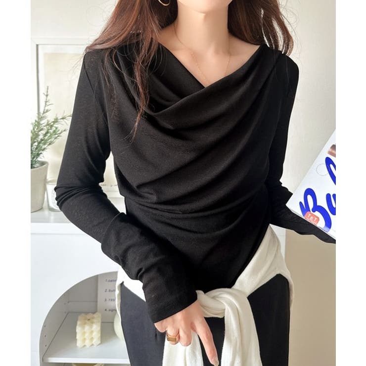 大人のとろみ×透け感。女性らしさが香り立つ。スラブシアードレープトップス（長袖） | Classical Elf  | 詳細画像20 