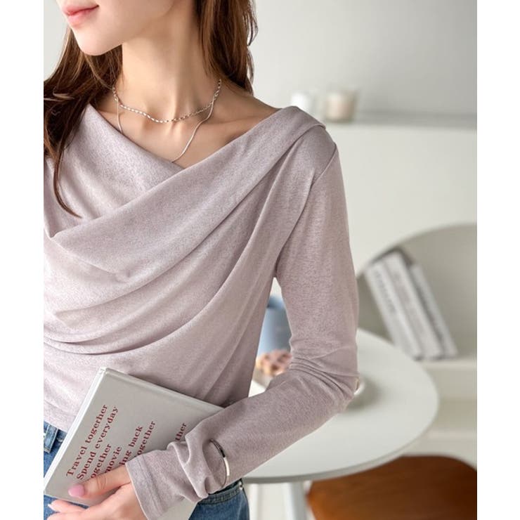 大人のとろみ×透け感。女性らしさが香り立つ。スラブシアードレープトップス（長袖） | Classical Elf  | 詳細画像21 