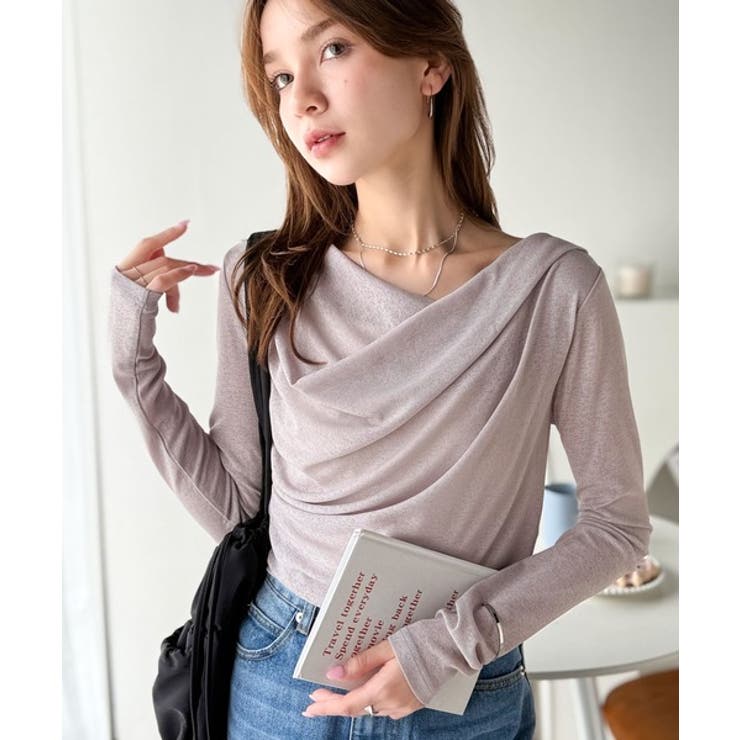 大人のとろみ×透け感。女性らしさが香り立つ。スラブシアードレープトップス（長袖） | Classical Elf  | 詳細画像22 