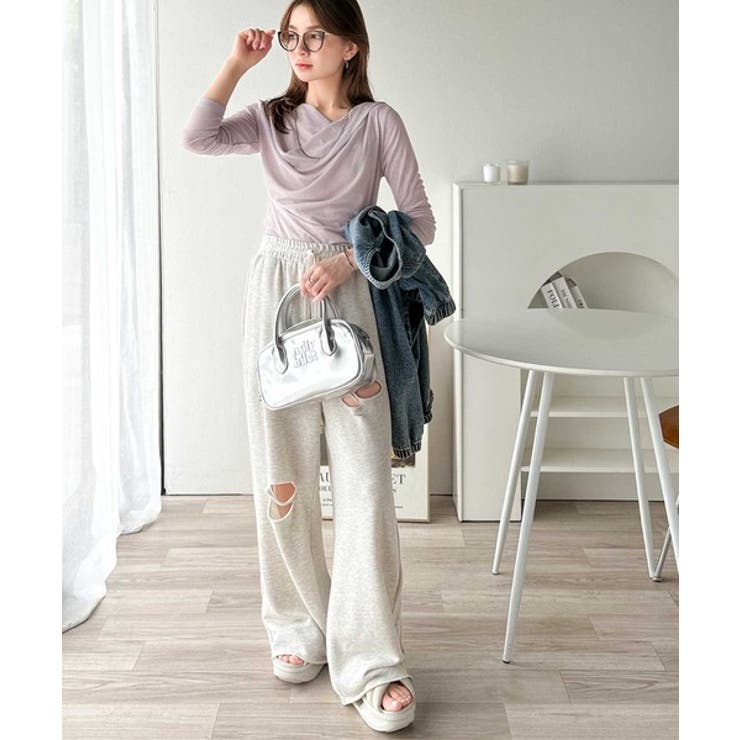 大人のとろみ×透け感。女性らしさが香り立つ。スラブシアードレープトップス（長袖） | Classical Elf  | 詳細画像27 