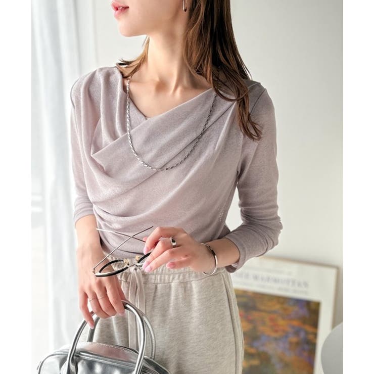 大人のとろみ×透け感。女性らしさが香り立つ。スラブシアードレープトップス（長袖） | Classical Elf  | 詳細画像28 