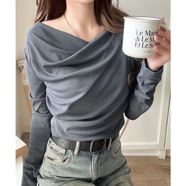 大人のとろみ×透け感。女性らしさが香り立つ。スラブシアードレープトップス（長袖） | Classical Elf  | 詳細画像29 