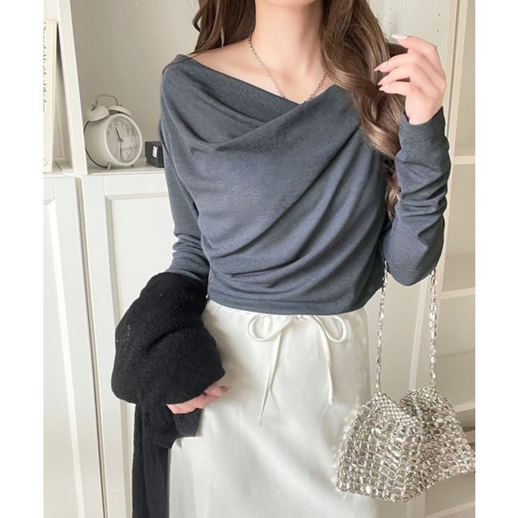 大人のとろみ×透け感。女性らしさが香り立つ。スラブシアードレープトップス（長袖） | Classical Elf  | 詳細画像31 