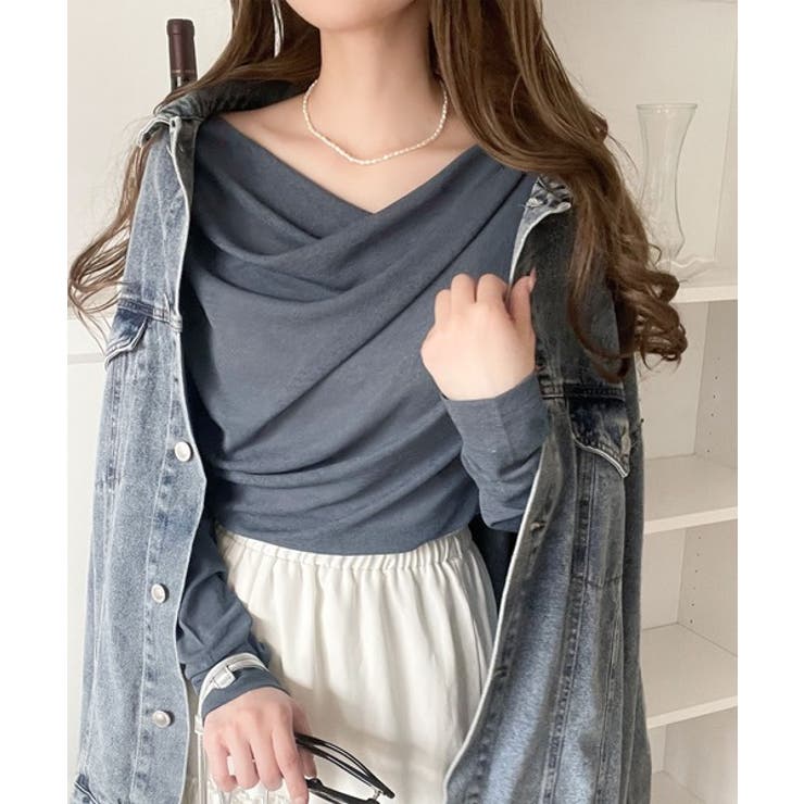 大人のとろみ×透け感。女性らしさが香り立つ。スラブシアードレープトップス（長袖） | Classical Elf  | 詳細画像32 