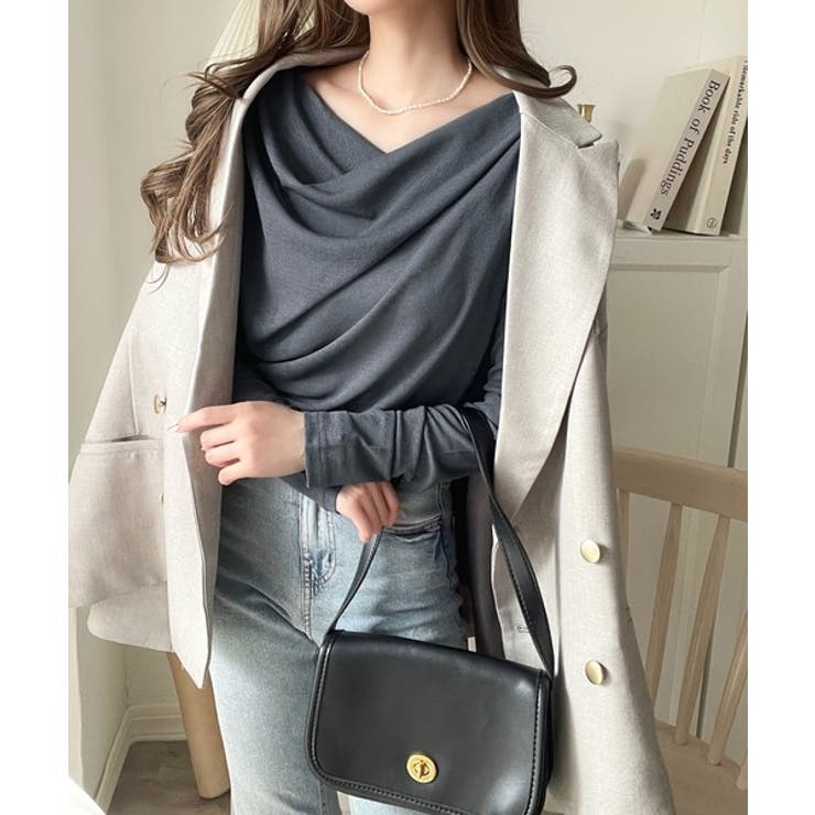 大人のとろみ×透け感。女性らしさが香り立つ。スラブシアードレープトップス（長袖） | Classical Elf  | 詳細画像34 