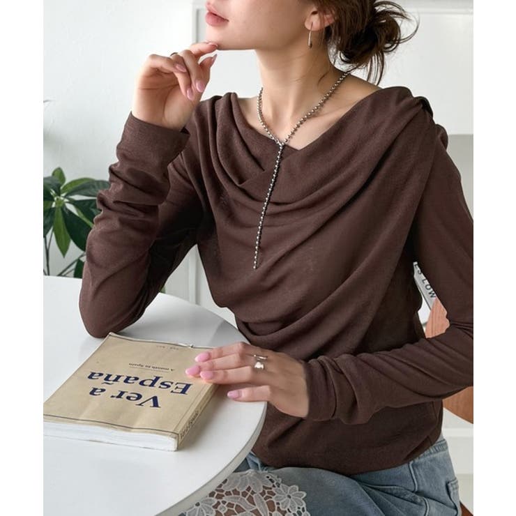 大人のとろみ×透け感。女性らしさが香り立つ。スラブシアードレープトップス（長袖） | Classical Elf  | 詳細画像44 