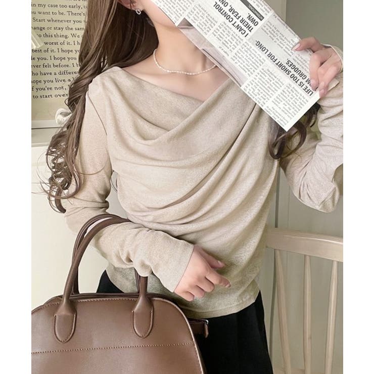 大人のとろみ×透け感。女性らしさが香り立つ。スラブシアードレープトップス（長袖） | Classical Elf  | 詳細画像45 