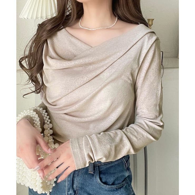 大人のとろみ×透け感。女性らしさが香り立つ。スラブシアードレープトップス（長袖） | Classical Elf  | 詳細画像49 