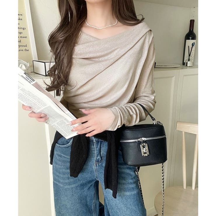 大人のとろみ×透け感。女性らしさが香り立つ。スラブシアードレープトップス（長袖） | Classical Elf  | 詳細画像50 