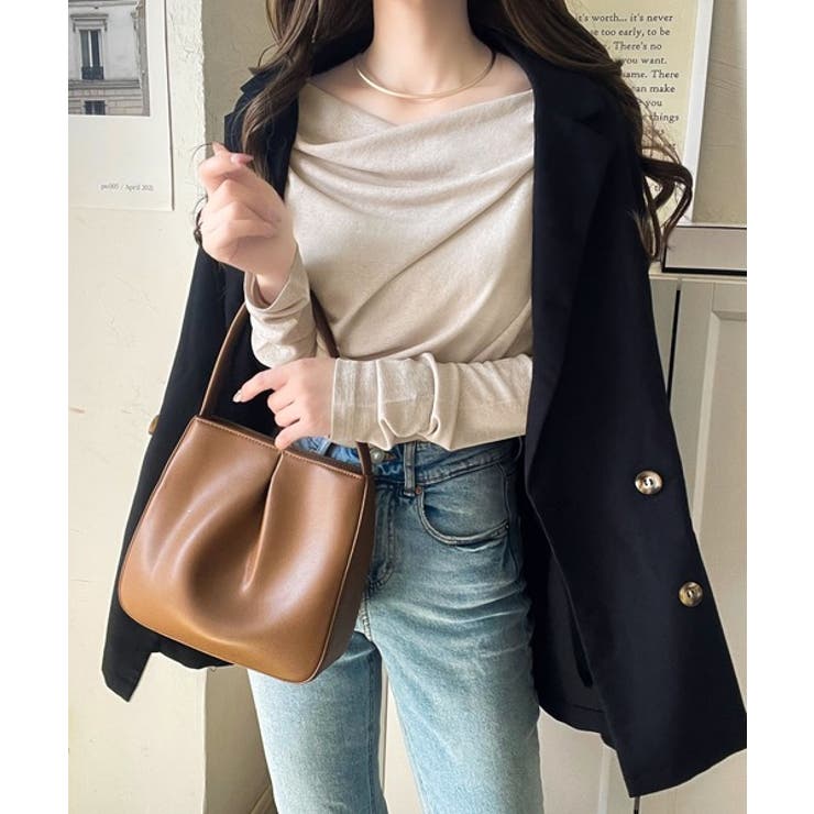 大人のとろみ×透け感。女性らしさが香り立つ。スラブシアードレープトップス（長袖） | Classical Elf  | 詳細画像51 