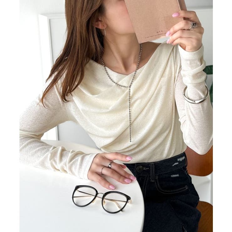 大人のとろみ×透け感。女性らしさが香り立つ。スラブシアードレープトップス（長袖） | Classical Elf  | 詳細画像2 