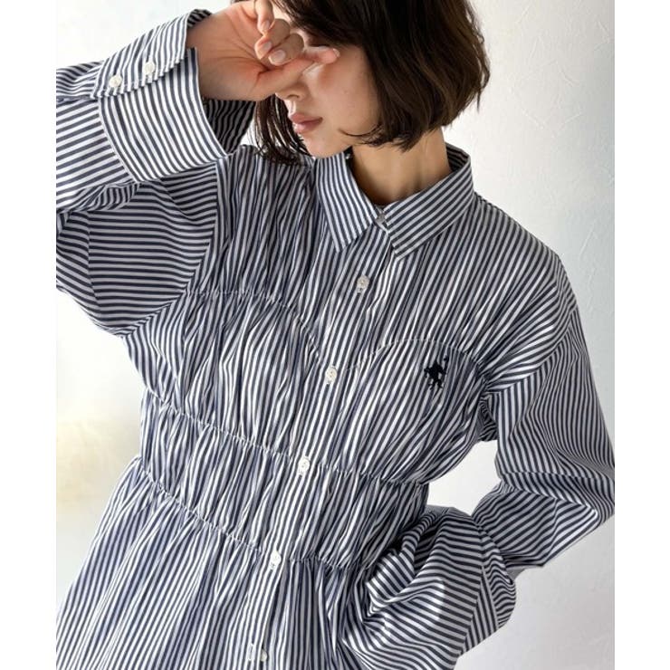 大人のシルエット美人を叶える、ビスチェ風シャーリング長袖シャツ（ストライプ 無地… | Classical Elf  | 詳細画像25 
