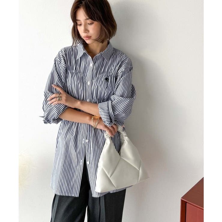 大人のシルエット美人を叶える、ビスチェ風シャーリング長袖シャツ（ストライプ 無地… | Classical Elf  | 詳細画像27 
