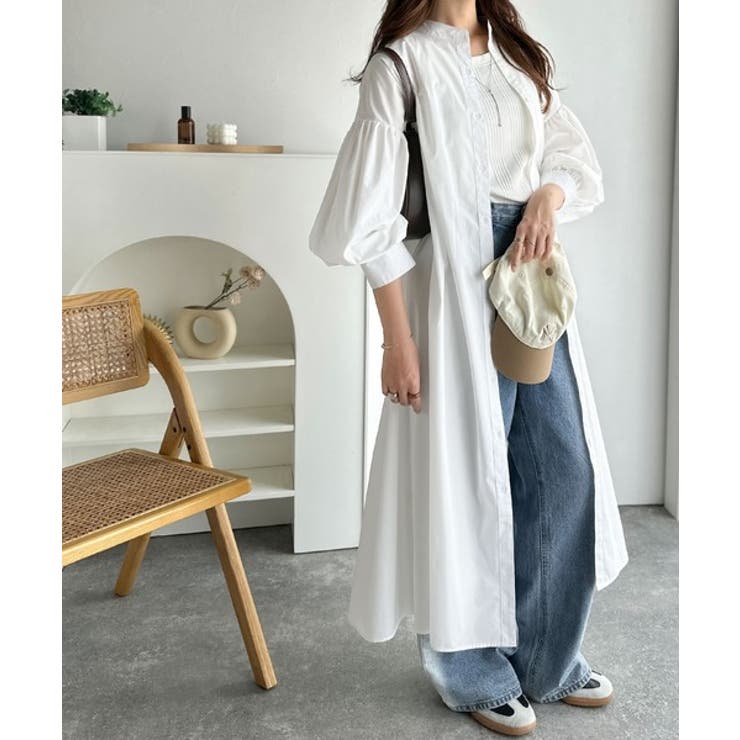 着方自在でロングシーズン活躍◎柄アソートバンドカラービッグシャツワンピ | Classical Elf  | 詳細画像1 