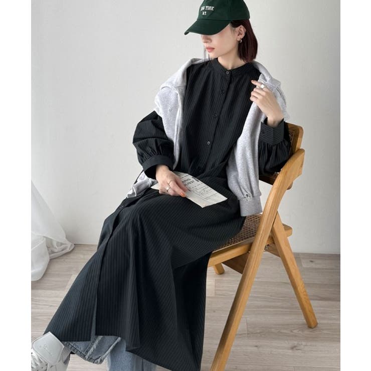 着方自在でロングシーズン活躍◎柄アソートバンドカラービッグシャツワンピ | Classical Elf  | 詳細画像9 