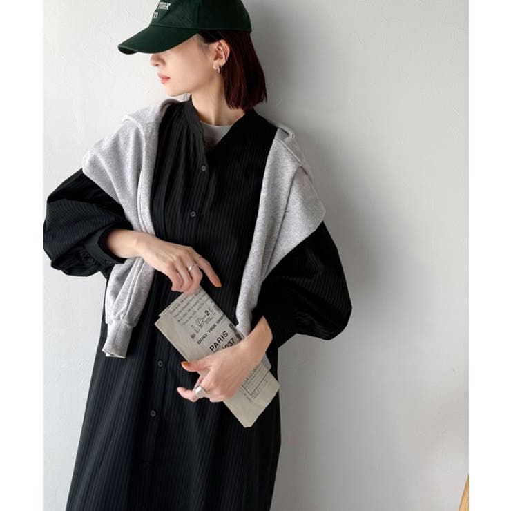 着方自在でロングシーズン活躍◎柄アソートバンドカラービッグシャツワンピ | Classical Elf  | 詳細画像10 