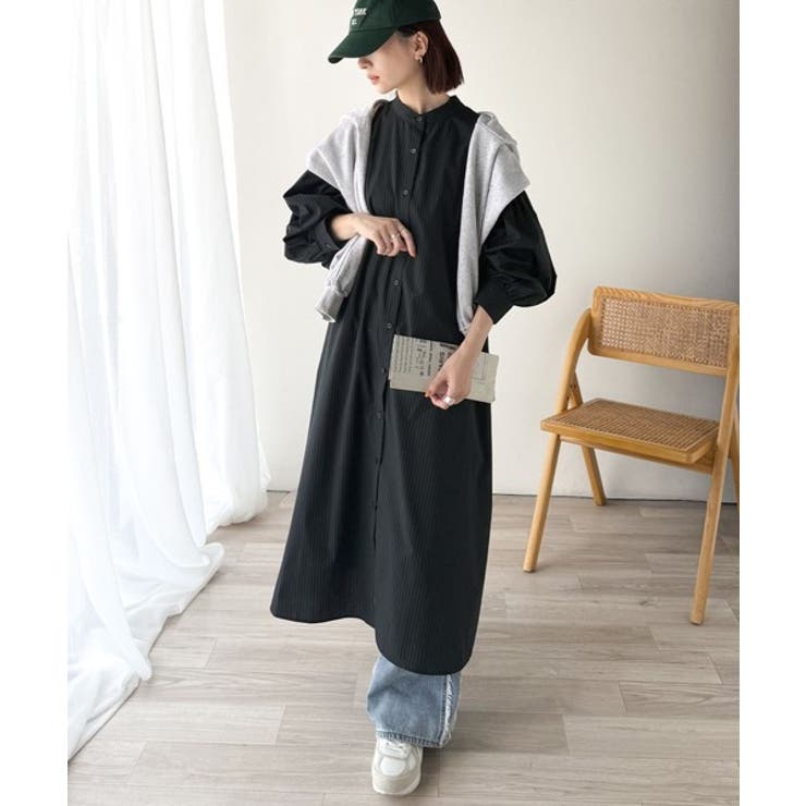 着方自在でロングシーズン活躍◎柄アソートバンドカラービッグシャツワンピ | Classical Elf  | 詳細画像11 