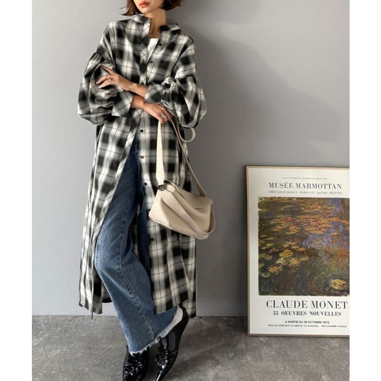 着方自在でロングシーズン活躍◎柄アソートバンドカラービッグシャツワンピ | Classical Elf  | 詳細画像15 