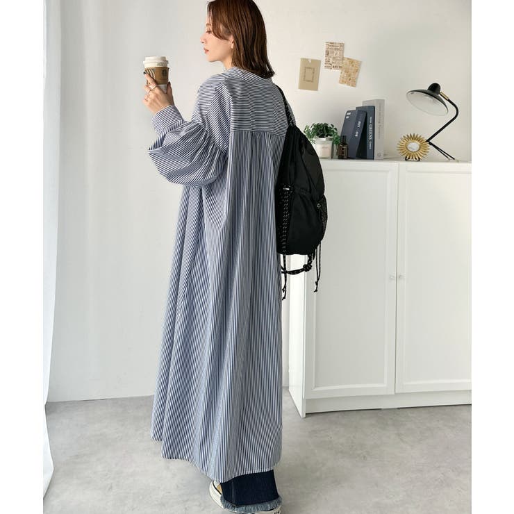 着方自在でロングシーズン活躍◎柄アソートバンドカラービッグシャツワンピ | Classical Elf  | 詳細画像29 